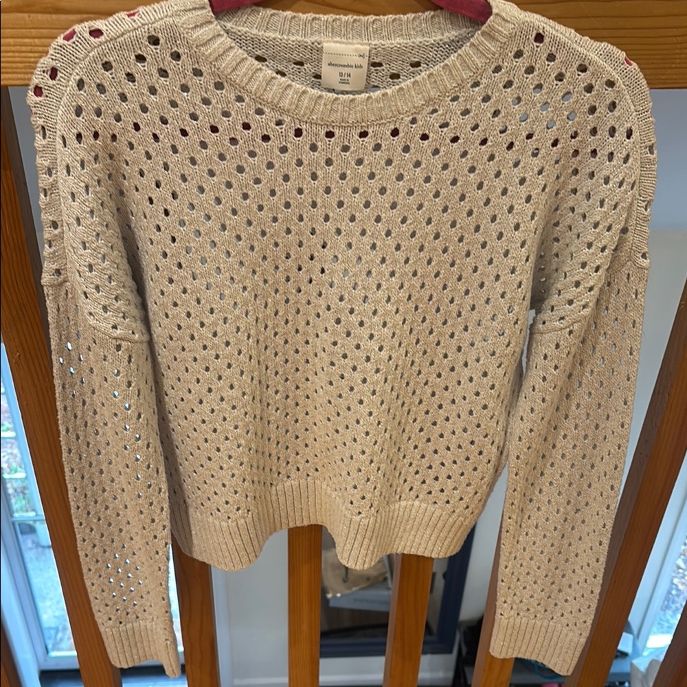 Abercrombie Kids Silver Knit Sweater with Open-Weave Design